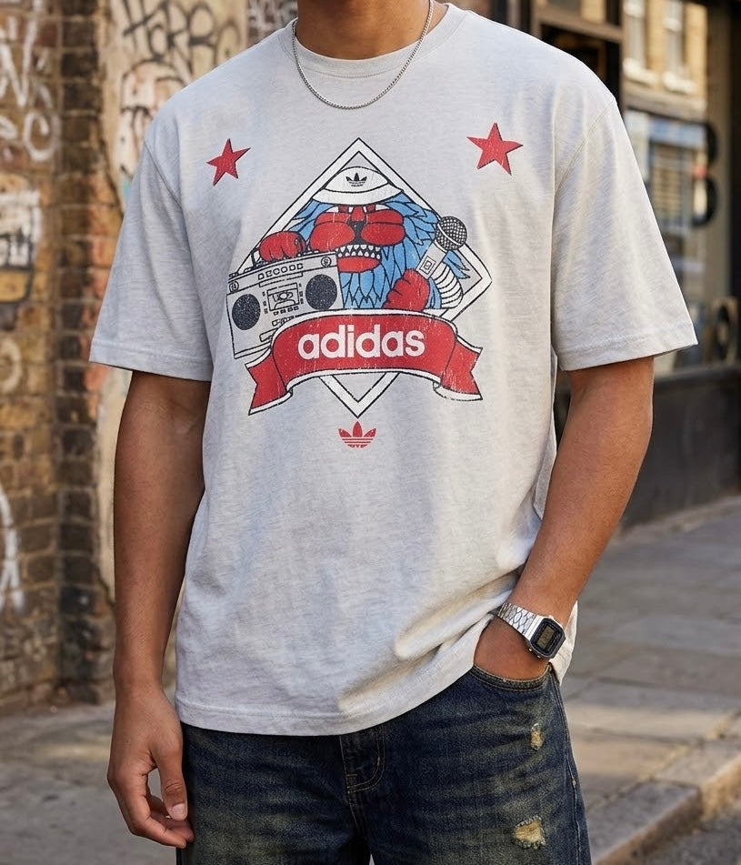 Playera Adidas Originals Retro Hip-Hop - Gris Claro