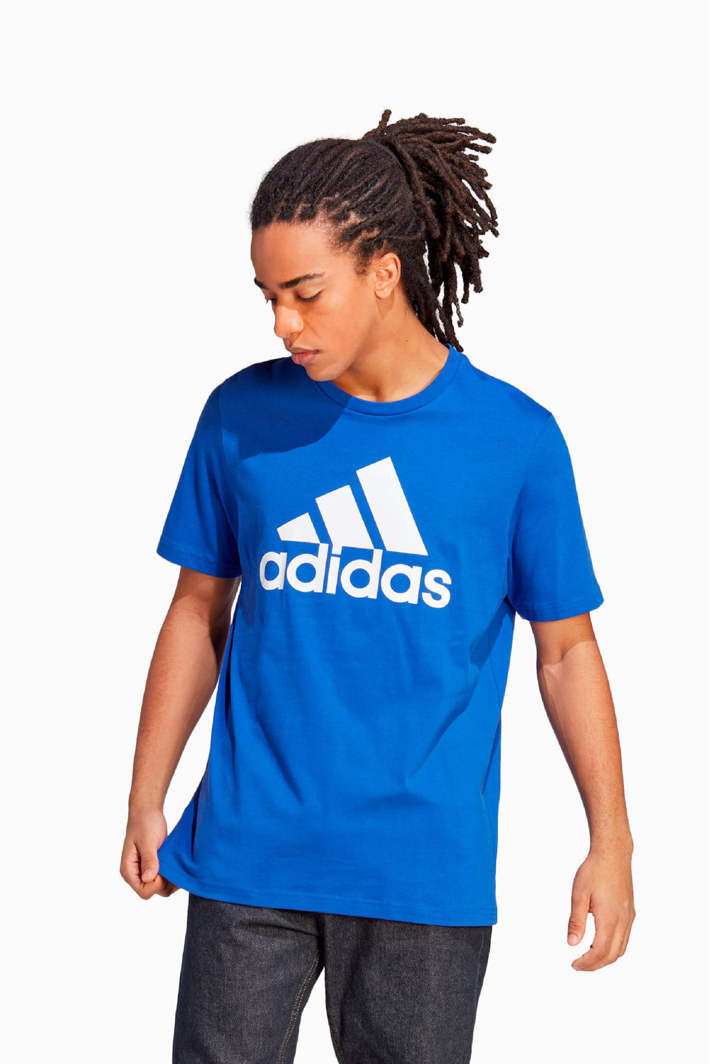 Playera Adidas Clásica Logo Blanco - Azul