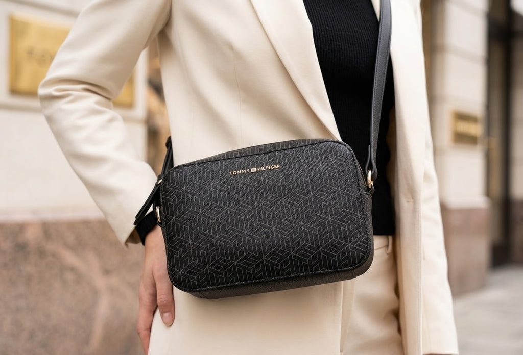 Bolsa Tommy Hilfiger Crossbody Monograma - Negro