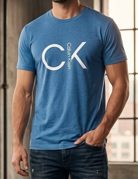 Playera Calvin Klein Monograma Clásico - Azul Vibrante