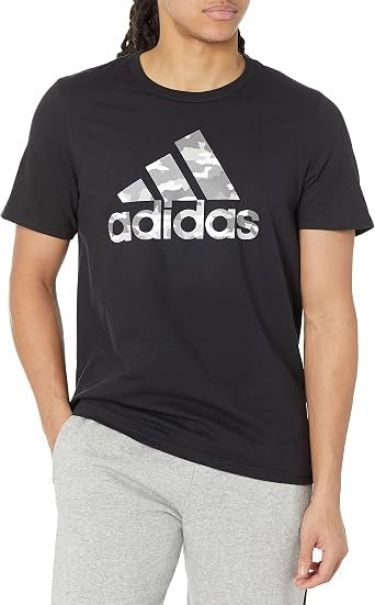 Playera Adidas Negra con Logo Camuflaje Gris