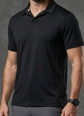 Camisa Tipo Polo Básica Minimalista - Negro Sólido