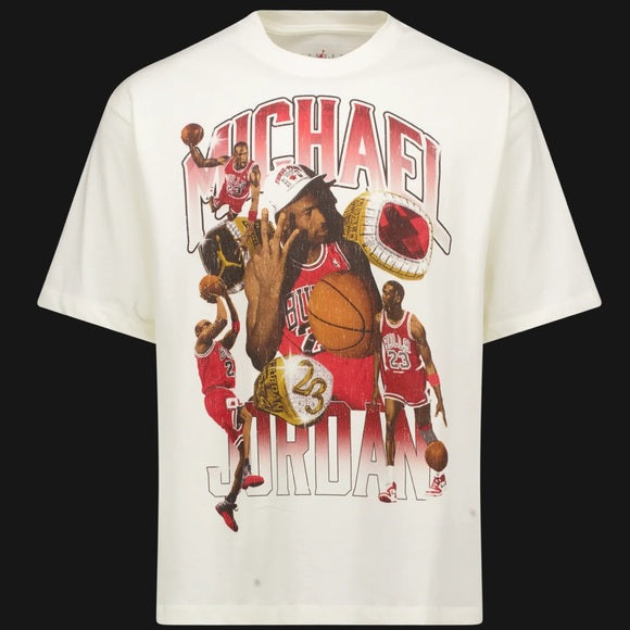Playera Gráfica Michael Jordan Vintage "Championship Rings" - Color Crema