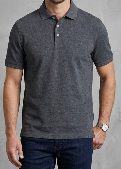 Camisa Tipo Polo Nautica Clásica - Gris Oscuro Jaspeado