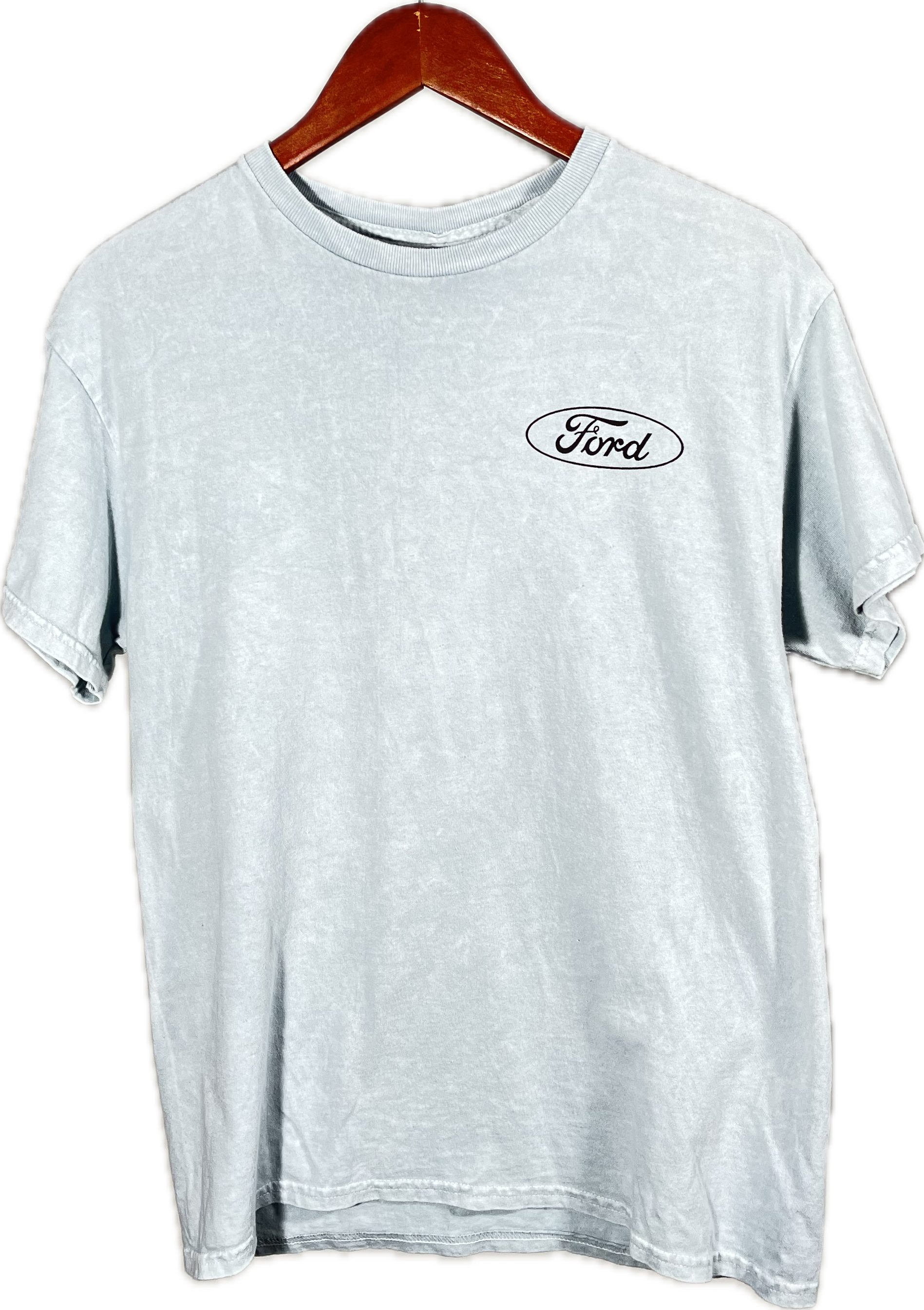 Playera Vintage Ford Minimalista - Azul Claro Desgastado