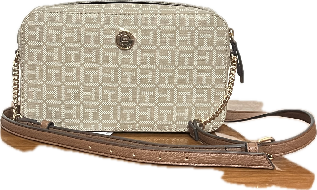 Bolsa Tommy Hilfiger Crossbody Monograma - Beige y Camel