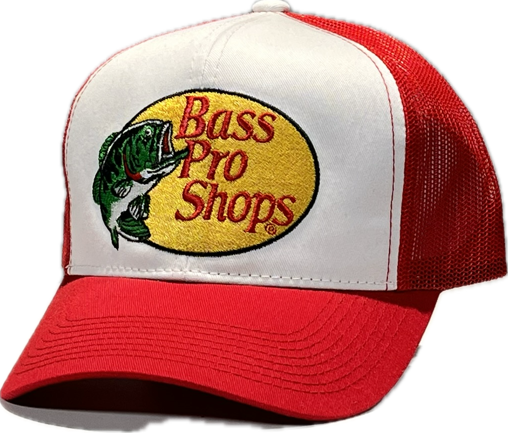 Gorra Bass Pro Shops Trucker Bicolor - Blanco y Rojo