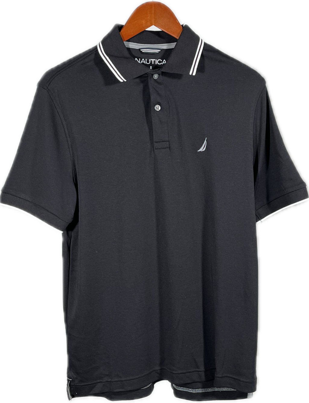 Camisa Tipo Polo Nautica Clásica con Ribete - Negro