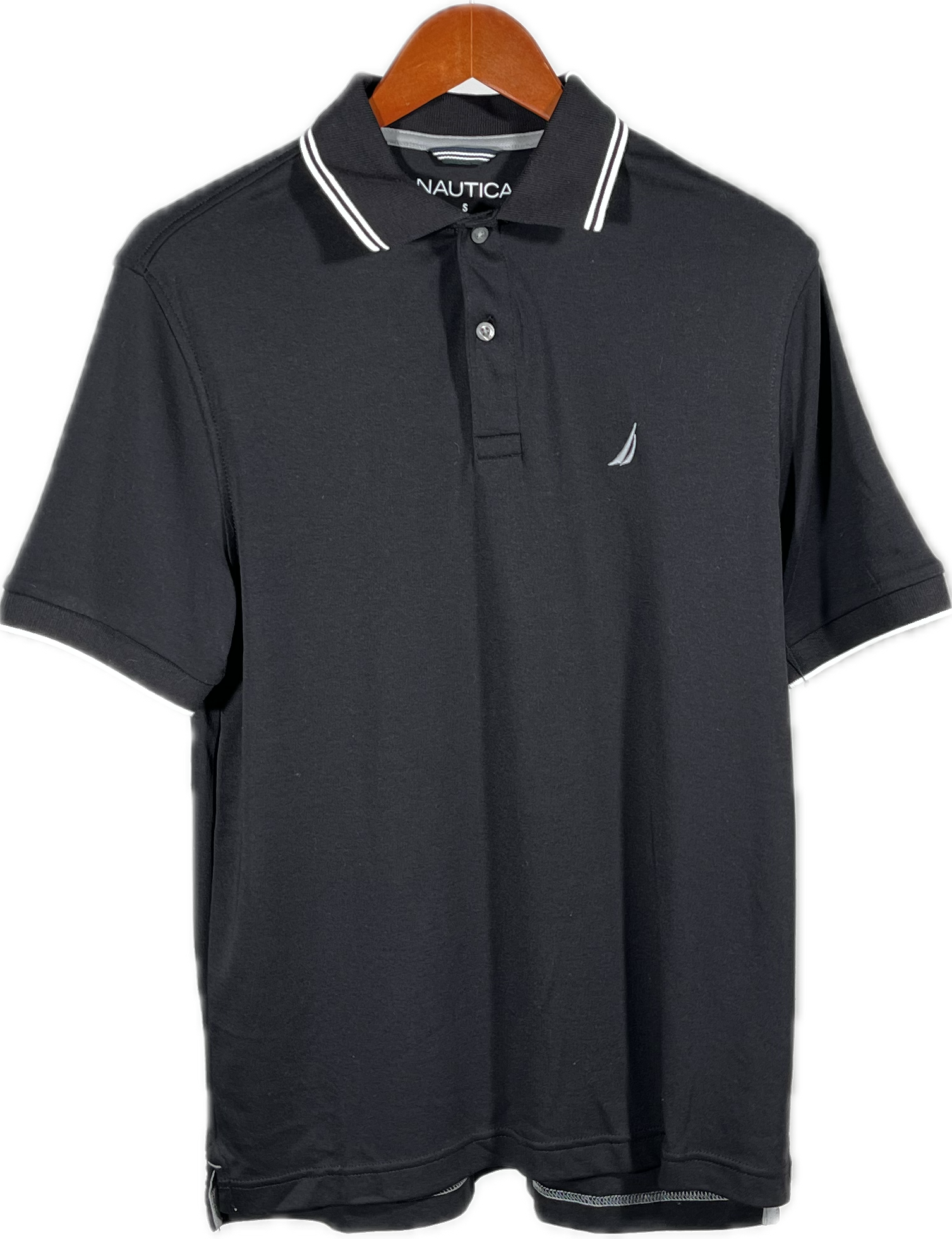 Camisa Tipo Polo Nautica Clásica con Ribete - Negro