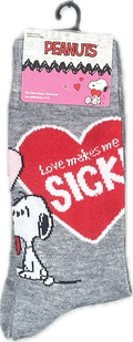 Calcetas Oficiales Peanuts Snoopy "Love Makes Me Sick" (Unitalla)
