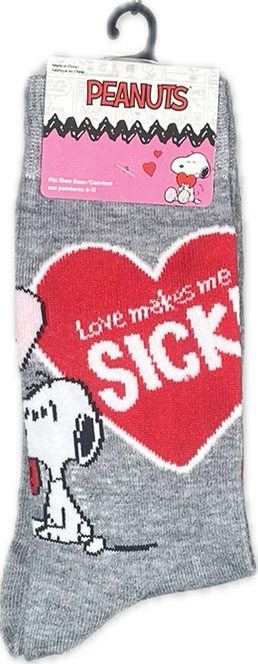 Calcetas Oficiales Peanuts Snoopy "Love Makes Me Sick" (Unitalla)